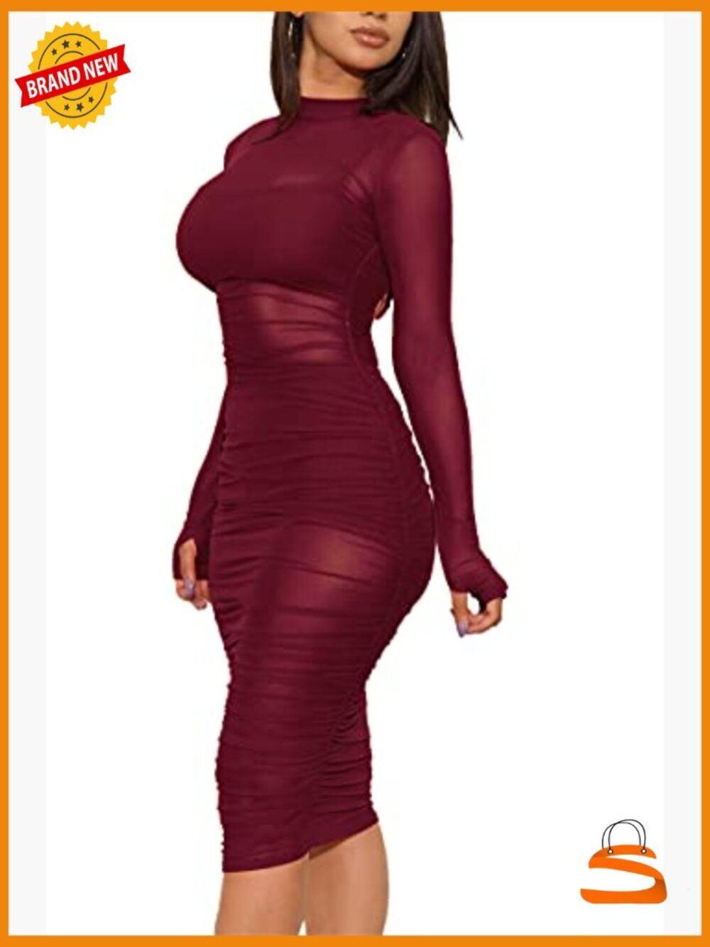 3 Piece Mesh Midi Dress Set Crop Top & Shorts Clubwear Bodycon Sexy Outfit - Picture 2 of 4